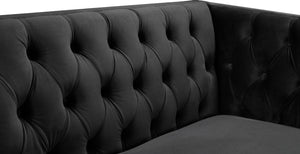 Michelle Velvet / Engineered Wood / Iron / Foam Contemporary Black Velvet Loveseat - 66" W x 34" D x 30" H
