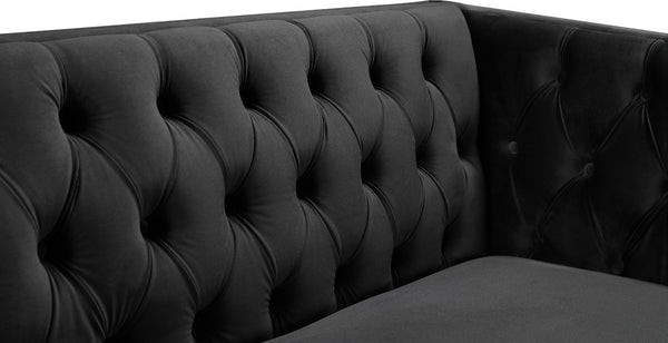Michelle Velvet / Engineered Wood / Iron / Foam Contemporary Black Velvet Loveseat - 66" W x 34" D x 30" H