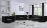 Michelle Velvet / Engineered Wood / Iron / Foam Contemporary Black Velvet Loveseat - 66" W x 34" D x 30" H