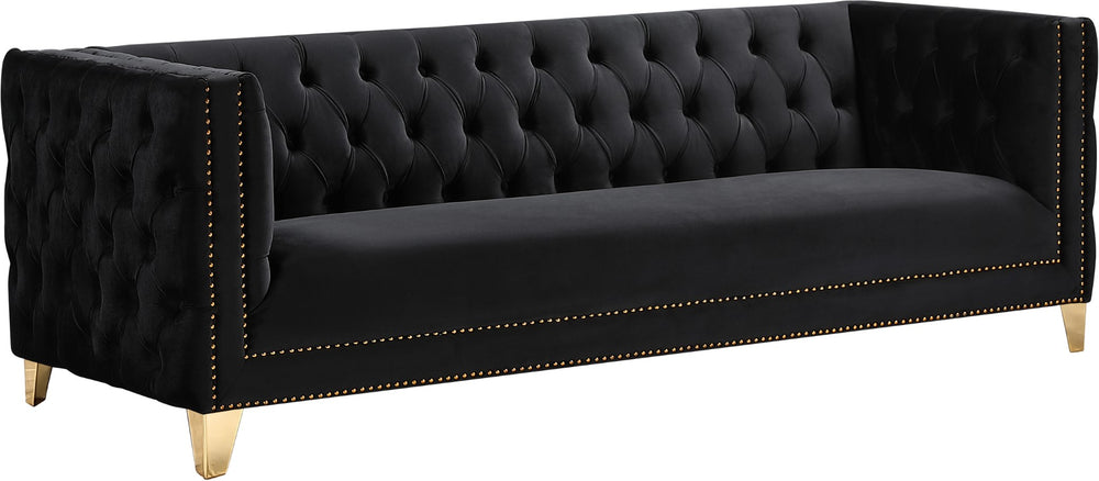 Michelle Velvet / Engineered Wood / Iron / Foam Contemporary Black Velvet Sofa - 90" W x 34" D x 30" H