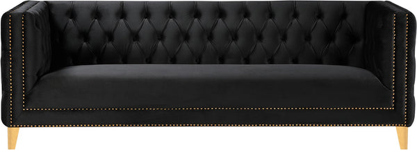 Michelle Velvet / Engineered Wood / Iron / Foam Contemporary Black Velvet Sofa - 90" W x 34" D x 30" H