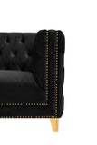 Michelle Velvet / Engineered Wood / Iron / Foam Contemporary Black Velvet Sofa - 90" W x 34" D x 30" H