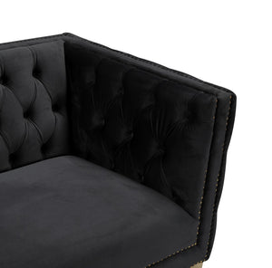 Michelle Velvet / Engineered Wood / Iron / Foam Contemporary Black Velvet Sofa - 90" W x 34" D x 30" H
