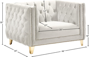Michelle Velvet / Engineered Wood / Iron / Foam Contemporary Cream Velvet Chair - 44" W x 34" D x 30" H