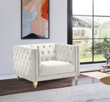 Michelle Velvet / Engineered Wood / Iron / Foam Contemporary Cream Velvet Chair - 44" W x 34" D x 30" H