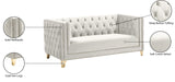 Michelle Velvet / Engineered Wood / Iron / Foam Contemporary Cream Velvet Loveseat - 66" W x 34" D x 30" H