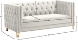 Michelle Velvet / Engineered Wood / Iron / Foam Contemporary Cream Velvet Loveseat - 66" W x 34" D x 30" H