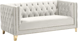 Michelle Velvet / Engineered Wood / Iron / Foam Contemporary Cream Velvet Loveseat - 66" W x 34" D x 30" H