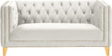 Michelle Velvet / Engineered Wood / Iron / Foam Contemporary Cream Velvet Loveseat - 66" W x 34" D x 30" H