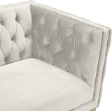 Michelle Velvet / Engineered Wood / Iron / Foam Contemporary Cream Velvet Loveseat - 66" W x 34" D x 30" H