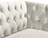 Michelle Velvet / Engineered Wood / Iron / Foam Contemporary Cream Velvet Loveseat - 66" W x 34" D x 30" H