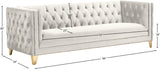 Michelle Velvet / Engineered Wood / Iron / Foam Contemporary Cream Velvet Sofa - 90" W x 34" D x 30" H