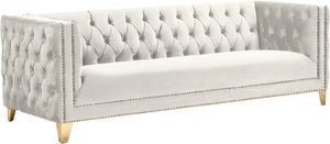 Michelle Velvet / Engineered Wood / Iron / Foam Contemporary Cream Velvet Sofa - 90" W x 34" D x 30" H