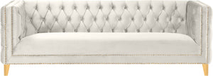 Michelle Velvet / Engineered Wood / Iron / Foam Contemporary Cream Velvet Sofa - 90" W x 34" D x 30" H