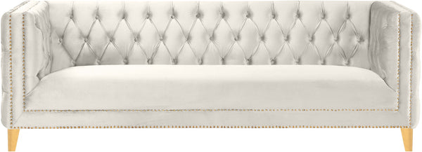 Michelle Velvet / Engineered Wood / Iron / Foam Contemporary Cream Velvet Sofa - 90" W x 34" D x 30" H