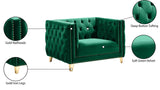 Michelle Velvet / Engineered Wood / Iron / Foam Contemporary Green Velvet Chair - 44" W x 34" D x 30" H