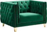 Michelle Velvet / Engineered Wood / Iron / Foam Contemporary Green Velvet Chair - 44" W x 34" D x 30" H