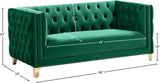 Michelle Velvet / Engineered Wood / Iron / Foam Contemporary Green Velvet Loveseat - 66" W x 34" D x 30" H