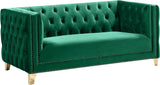 Michelle Velvet / Engineered Wood / Iron / Foam Contemporary Green Velvet Loveseat - 66" W x 34" D x 30" H