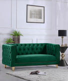 Michelle Velvet / Engineered Wood / Iron / Foam Contemporary Green Velvet Loveseat - 66" W x 34" D x 30" H