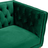 Michelle Velvet / Engineered Wood / Iron / Foam Contemporary Green Velvet Loveseat - 66" W x 34" D x 30" H