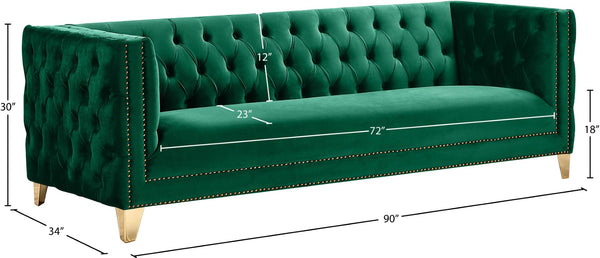 Michelle Velvet / Engineered Wood / Iron / Foam Contemporary Green Velvet Sofa - 90" W x 34" D x 30" H