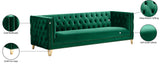 Michelle Velvet / Engineered Wood / Iron / Foam Contemporary Green Velvet Sofa - 90" W x 34" D x 30" H