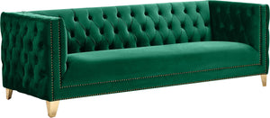 Michelle Velvet / Engineered Wood / Iron / Foam Contemporary Green Velvet Sofa - 90" W x 34" D x 30" H