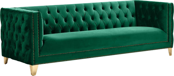 Michelle Velvet / Engineered Wood / Iron / Foam Contemporary Green Velvet Sofa - 90" W x 34" D x 30" H