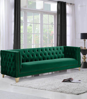 Michelle Velvet / Engineered Wood / Iron / Foam Contemporary Green Velvet Sofa - 90" W x 34" D x 30" H