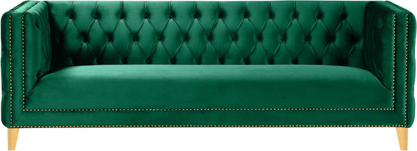 Michelle Velvet / Engineered Wood / Iron / Foam Contemporary Green Velvet Sofa - 90" W x 34" D x 30" H