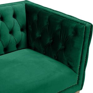 Michelle Velvet / Engineered Wood / Iron / Foam Contemporary Green Velvet Sofa - 90" W x 34" D x 30" H