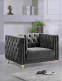 Michelle Velvet / Engineered Wood / Iron / Foam Contemporary Grey Velvet Chair - 44" W x 34" D x 30" H