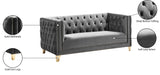 Michelle Velvet / Engineered Wood / Iron / Foam Contemporary Grey Velvet Loveseat - 66" W x 34" D x 30" H