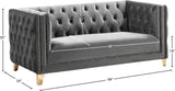 Michelle Velvet / Engineered Wood / Iron / Foam Contemporary Grey Velvet Loveseat - 66" W x 34" D x 30" H