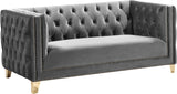 Michelle Velvet / Engineered Wood / Iron / Foam Contemporary Grey Velvet Loveseat - 66" W x 34" D x 30" H