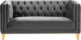 Michelle Velvet / Engineered Wood / Iron / Foam Contemporary Grey Velvet Loveseat - 66" W x 34" D x 30" H