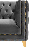 Michelle Velvet / Engineered Wood / Iron / Foam Contemporary Grey Velvet Loveseat - 66" W x 34" D x 30" H