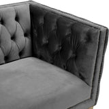 Michelle Velvet / Engineered Wood / Iron / Foam Contemporary Grey Velvet Loveseat - 66" W x 34" D x 30" H