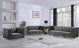 Michelle Velvet / Engineered Wood / Iron / Foam Contemporary Grey Velvet Loveseat - 66" W x 34" D x 30" H