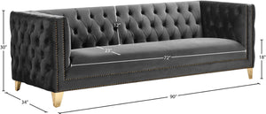 Michelle Velvet / Engineered Wood / Iron / Foam Contemporary Grey Velvet Sofa - 90" W x 34" D x 30" H
