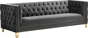 Michelle Velvet / Engineered Wood / Iron / Foam Contemporary Grey Velvet Sofa - 90" W x 34" D x 30" H