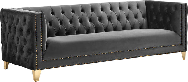 Michelle Velvet / Engineered Wood / Iron / Foam Contemporary Grey Velvet Sofa - 90" W x 34" D x 30" H