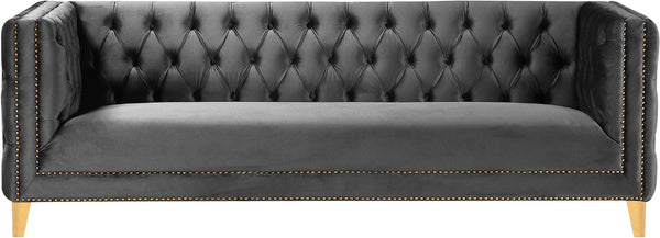 Michelle Velvet / Engineered Wood / Iron / Foam Contemporary Grey Velvet Sofa - 90" W x 34" D x 30" H