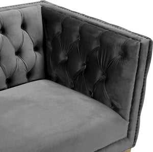 Michelle Velvet / Engineered Wood / Iron / Foam Contemporary Grey Velvet Sofa - 90" W x 34" D x 30" H