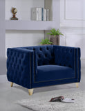 Michelle Velvet / Engineered Wood / Iron / Foam Contemporary Navy Velvet Chair - 44" W x 34" D x 30" H