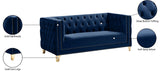 Michelle Velvet / Engineered Wood / Iron / Foam Contemporary Navy Velvet Loveseat - 66" W x 34" D x 30" H