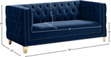 Michelle Velvet / Engineered Wood / Iron / Foam Contemporary Navy Velvet Loveseat - 66" W x 34" D x 30" H