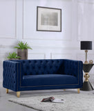 Michelle Velvet / Engineered Wood / Iron / Foam Contemporary Navy Velvet Loveseat - 66" W x 34" D x 30" H