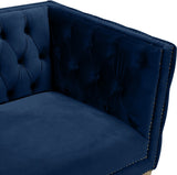 Michelle Velvet / Engineered Wood / Iron / Foam Contemporary Navy Velvet Loveseat - 66" W x 34" D x 30" H